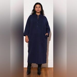 Mara Hoffman Sadia Sweatshirt Dress Navy | Size L